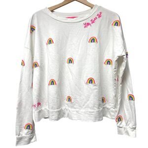 Lilly Pulitzer White Sheridan Sweatshirt Size Medium Top Pullover Pride Rainbow